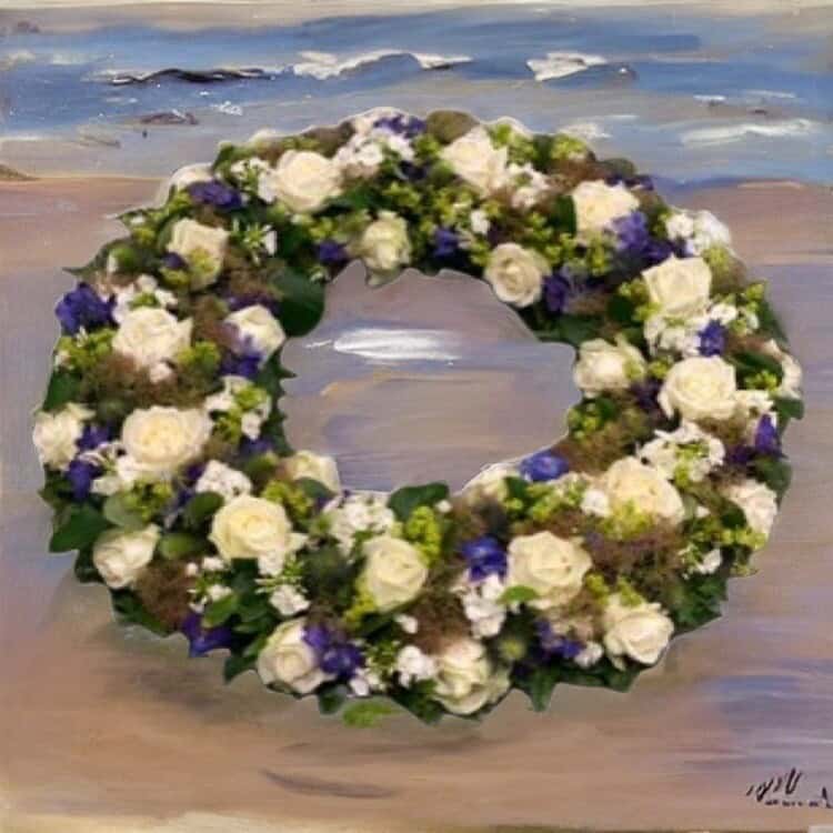 bestil bårekrans, send bårekrans, send blomster, bestil blomster, begravelses blomster, bårebuket, blomster til kirke, begravelse, billige bårebuketter, bårebuket med bånd, bårebuket med lijle, levering af bårebuket, bestil blomster, leverign´af blomster, bårebuketter, bestil krans med bånd, levering af krans, bestil blomster til begravelse, Krans til begravelse med bånd
